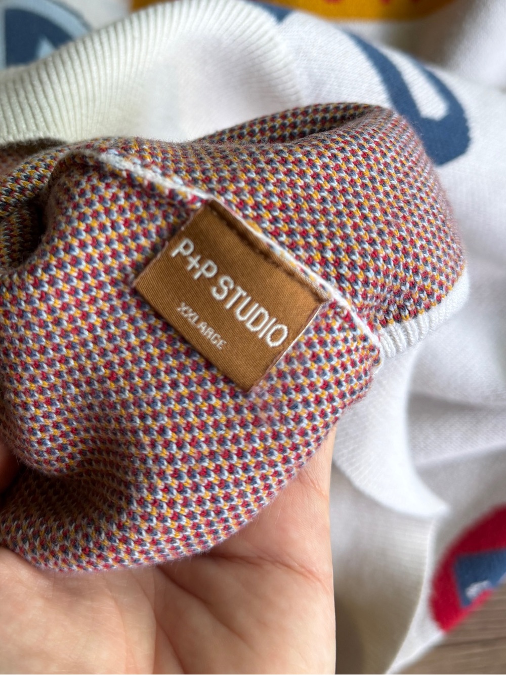 Pp studio pride and purpose Crewneck Sweater in Cream with Multicolor Logos - Picture 6 of 9